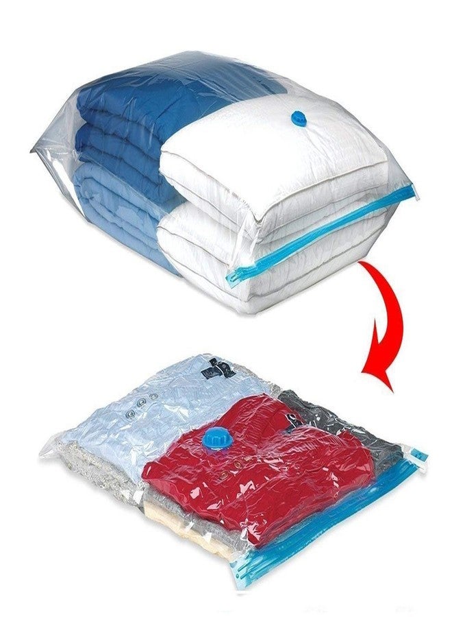 SCILLA Reusable Vacuum Space Saver Bags | Zip-lock Storage - Compression Bag for Home & Travel, Quilts with Compact Hand Pump | 2 Medium Size (59cm x 49cm) 2 Large Size (79cm x 59cm) - Pack of 4 Bags - Image 3
